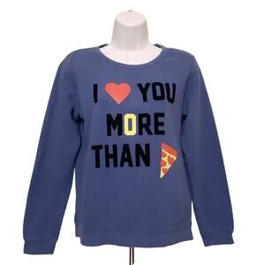 Joe Boxer girls sweatshirt XL purple pizza graphic fleece crew neck sweater